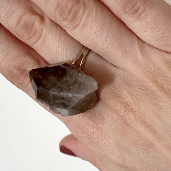 Handmade Smoky Quartz Crystal Raw Gem Statement Cocktail Ring Natural Gemstone - Picture 10 of 10